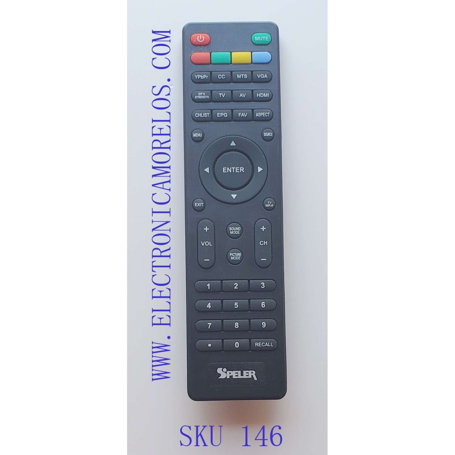 CONTROL ORIGINAL NUEVO PARA TV SPELER / MODELOS SP-LED22 / SP-LED22F / SP-LED24 / SP-LED19 / SP-LED19W / SP-LED32